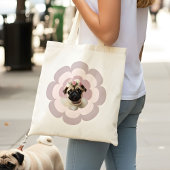 Retro Hond Mam Bontleven Custom Pug Foto Tote Bag