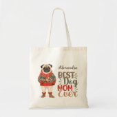 Retro Hond Mam Waterverf Pug Custom Tote Bag (Voorkant)