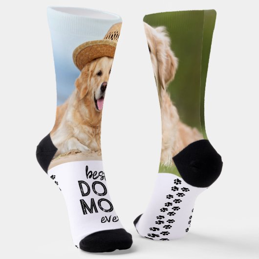 Retro HOND MOEDER Gepersonaliseerde Pootafdrukken  Sokken (Gebogen)