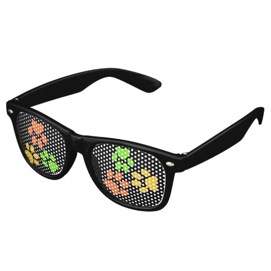 Retro Hond Paw Prints Retro Zonnebril (Gekanteld)