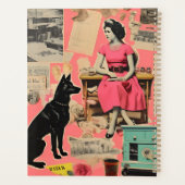 Retro Hond roze dame Collage Scrapbooking Planner (Achterkant)