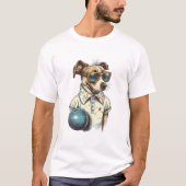 Retro hond spelen bowlen t-shirt (Voorkant)