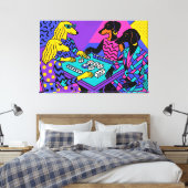 Retro honden die Mahjong spelen Canvas Afdruk (Insitu (Slaapkamer))