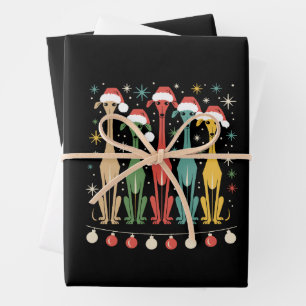 Retro honden in mid-century modern stijl Kerstmis  Inpakpapier Vel