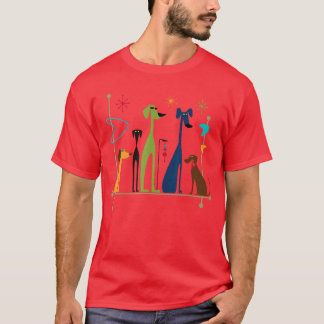 Retro honden in midcentury modern stijl jaren 50 6 t-shirt