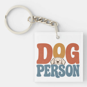 Retro Honden Persoon Hond Liefhebber Sleutelhanger