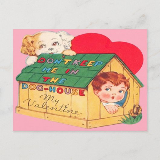  Retro Hondenhuis Valentijn Kaart (Voorkant)