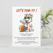 Retro hondenstrandfeest uitnodiging – Vintage cart (Staand voorkant)