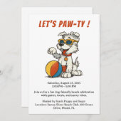 Retro hondenstrandfeest uitnodiging – Vintage cart (Voorkant / Achterkant)