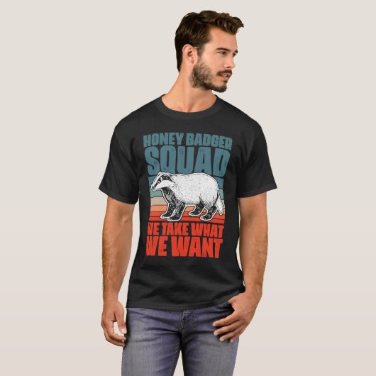 Retro Honey Badger Squad voor een Ratel Fanatic Ho T-shirt (Voorkant volledig)