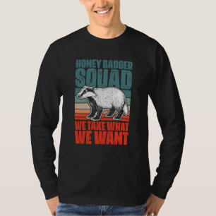 Retro Honey Badger Squad Voor Een Ratel Fanatieke T-shirt