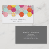 Retro Honeycomb Design Visitekaartjes / Grijs (Voorkant / Achterkant)