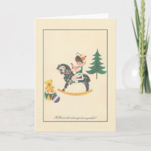 Retro Hongaarse Karácsonyi-kerstkaart Feestdagen Kaart