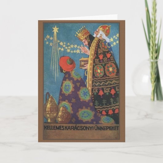 Retro Hongaarse Kerstkaart Karácsonyi Feestdagen Kaart (Voorkant)