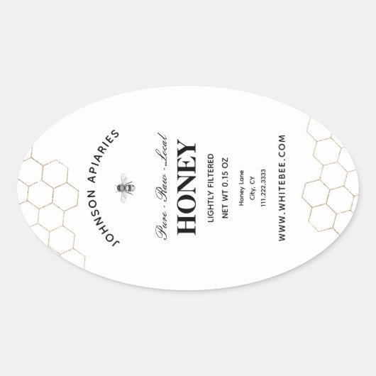 Retro honingbij | Biologische honing Ovale Sticker (Voorkant)