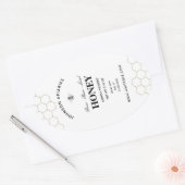 Retro honingbij | Biologische honing Ovale Sticker (Envelop)