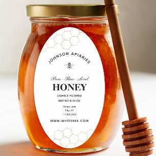Retro honingbij   Biologische honing Ovale Sticker