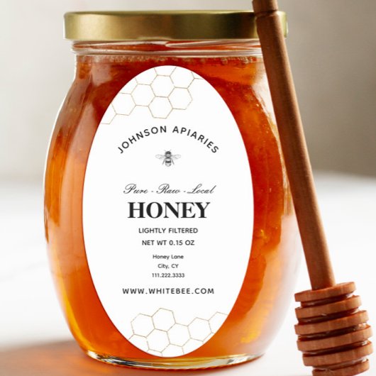 Retro honingbij | Biologische honing Ovale Sticker