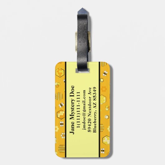 Retro Honingbijen Bagagelabel (Achterkant verticaal)