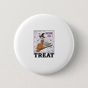 Retro Honk Or Treat Heks Gans Halloween T-shirt_ Ronde Button 5,7 Cm