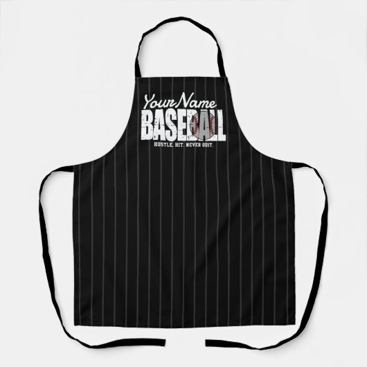 Retro honkbal ADD NAAM Pinstripe Teamspeler Schort (Voorkant)