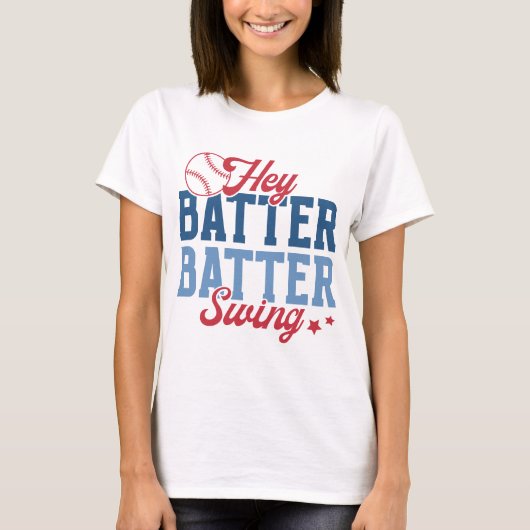 Retro honkbal Hey Batter Swing T-shirt (Voorkant)