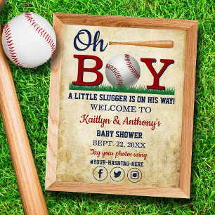 Retro honkbal jongens baby shower welkomstbord poster