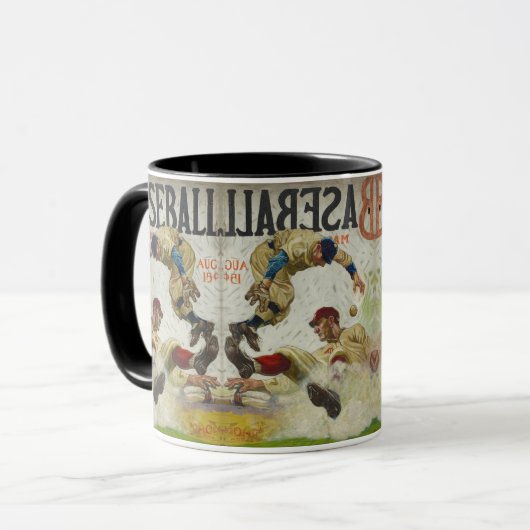 Retro honkbal: klassieke spel sporten mok (Voorkant links)