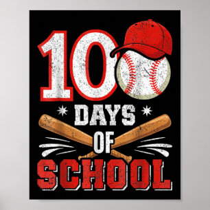 Retro Honkbal Lovers Boys 100ste dag van de School Poster