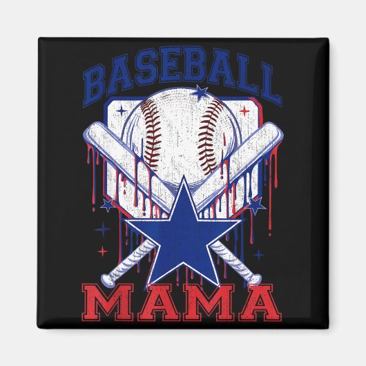 Retro honkbal mama honkbalmoeder vrouwen moedersda magneet (Voorkant)