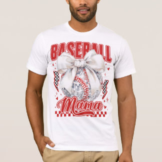 Retro honkbal mama T-shirt Disco bal Coquette stri