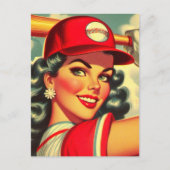 Retro honkbal meisje briefkaart (Voorkant)