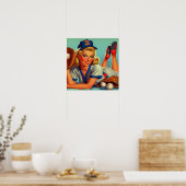 Retro honkbal meisje poster (Keuken)