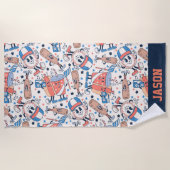 Retro  honkbal op maat strandlaken (Voorkant)