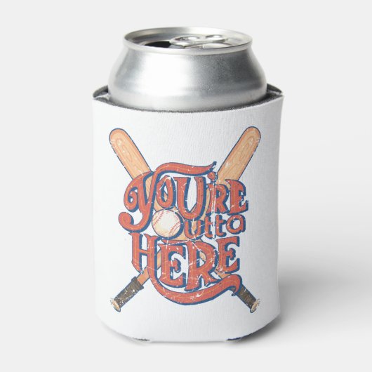 Retro honkbal softbal fan ontwerp blikjeskoeler (Blikje Voorkant)