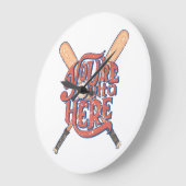 Retro honkbal softbal fan ontwerp grote klok (Hoek)