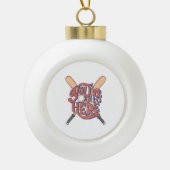 Retro honkbal softbal fan ontwerp keramische bal ornament (Voorkant)