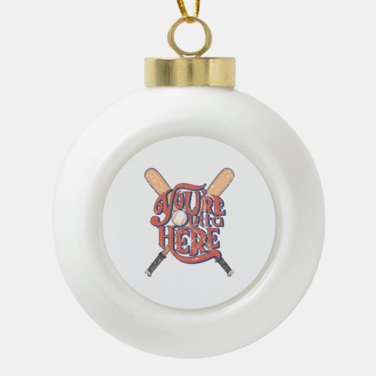 Retro honkbal softbal fan ontwerp keramische bal ornament (Voorkant)