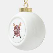 Retro honkbal softbal fan ontwerp keramische bal ornament (Rechts)