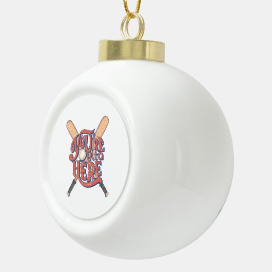 Retro honkbal softbal fan ontwerp keramische bal ornament (Rechts)