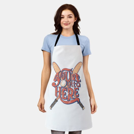 Retro honkbal softbal fan ontwerp schort (Gedragen)