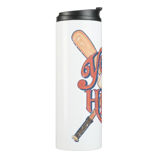 Retro honkbal softbal fan ontwerp thermosbeker (Gedraaid links)