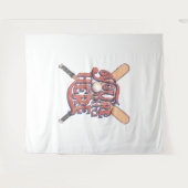 Retro honkbal softbal fan ontwerp wandkleed (Voorkant (horizontaal))