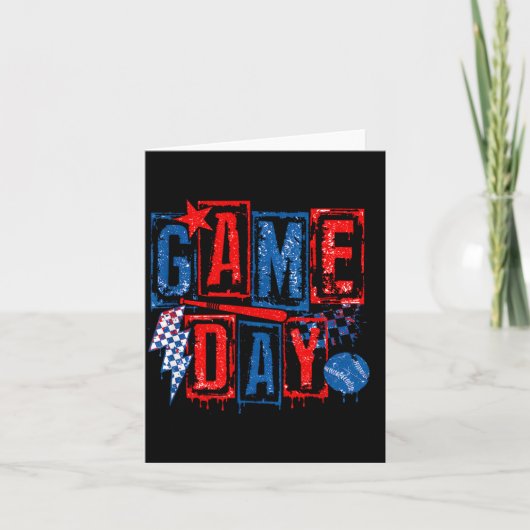 Retro honkbal spel dag geruit kaart (Voorkant)