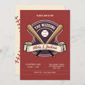  retro honkbal sport bruiloft kaart (Voorkant / Achterkant)