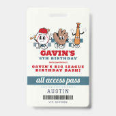 retro honkbal sport verjaardagsfeestje gunst badge (Front)