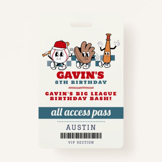  retro honkbal sport verjaardagsfeestje gunst badge (Voorkant)