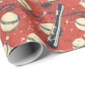 Retro Honkbal Strike Cadeaupapier (Rol Hoek)