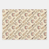 Retro Honkbal Trio 3 Inpakpapier Vel (Voorkant 2)