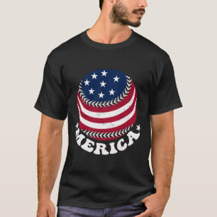 Retro Honkbal US Flag 4 juli  Amerika T-shirt